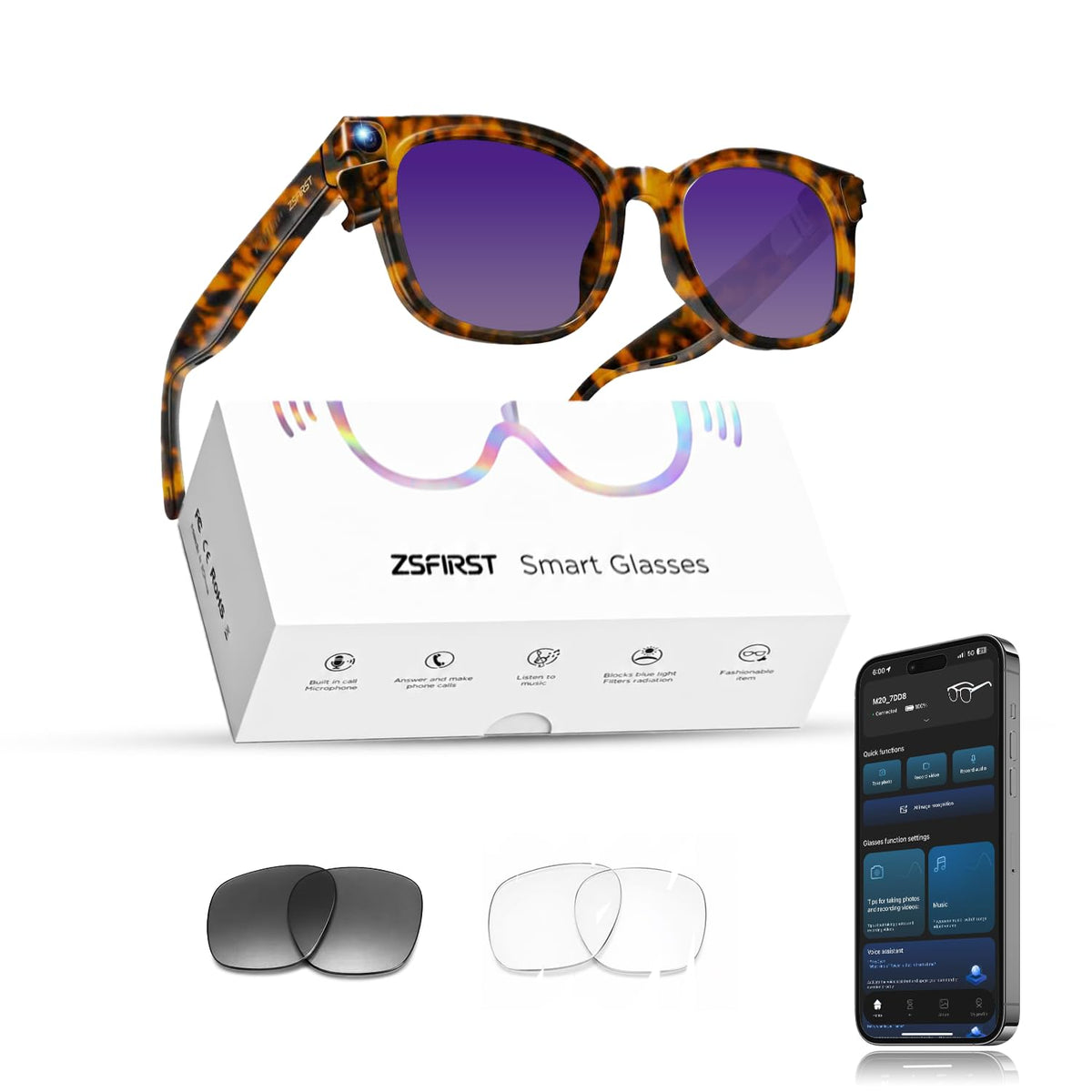 AI Glasses with Camera, 4K Video, Real-Time Translation, AI Assistant