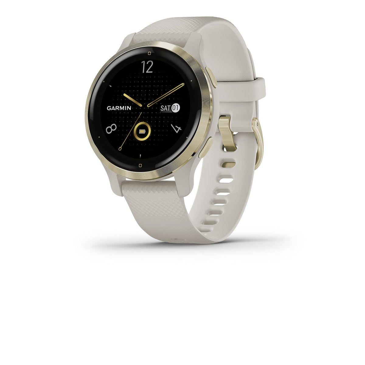 Garmin Venu 2S, Smaller-Sized GPS Smartwatch with Advanced Health Monitoring and Fitness Features, Rose Gold Bezel with White Case and Silicone Band, (010-02429-03) (Renewed)