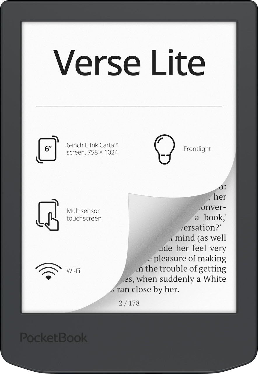 PocketBook Verse E-Reader | Eye-Friendly 6'' E-Ink Carta™ HD Touchscreen | Adjustable SMARTlight | Up to 1 Month of Battery Life | WiFi & Memory Card Slot | E-Book Reader in Bright Blue