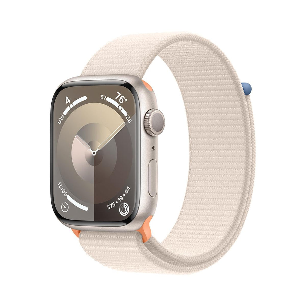 Apple Watch Series 9 [GPS , 45mm] - Starlight Aluminum Case with Starlight Sport Band, M/L (Renewed)
