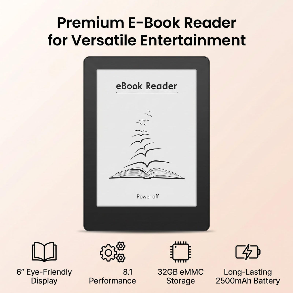 Sorandy 6 Inch E Reader for Reading, 32 GB