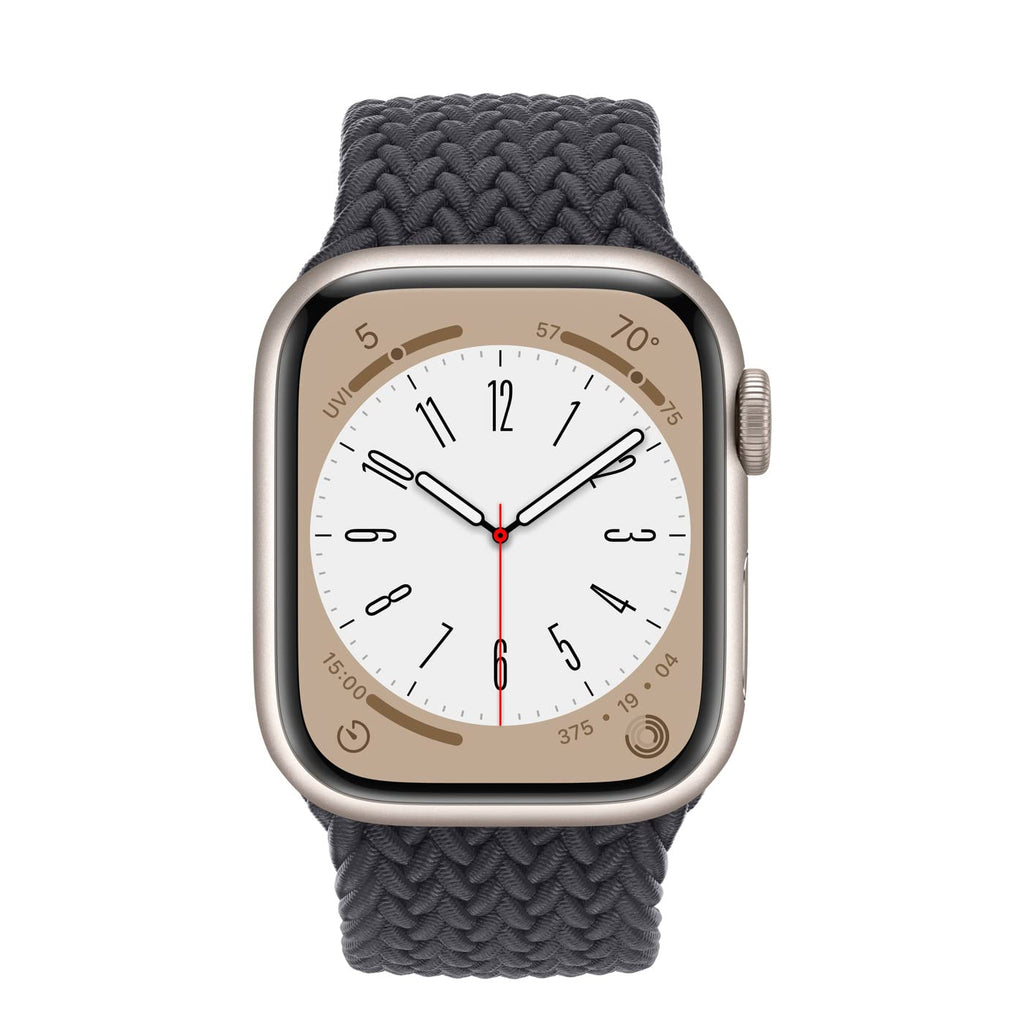 Apple Watch Series 8 (GPS, 41MM) - Starlight Aluminum Case with Midnight Braided Solo Loop (Renewed)