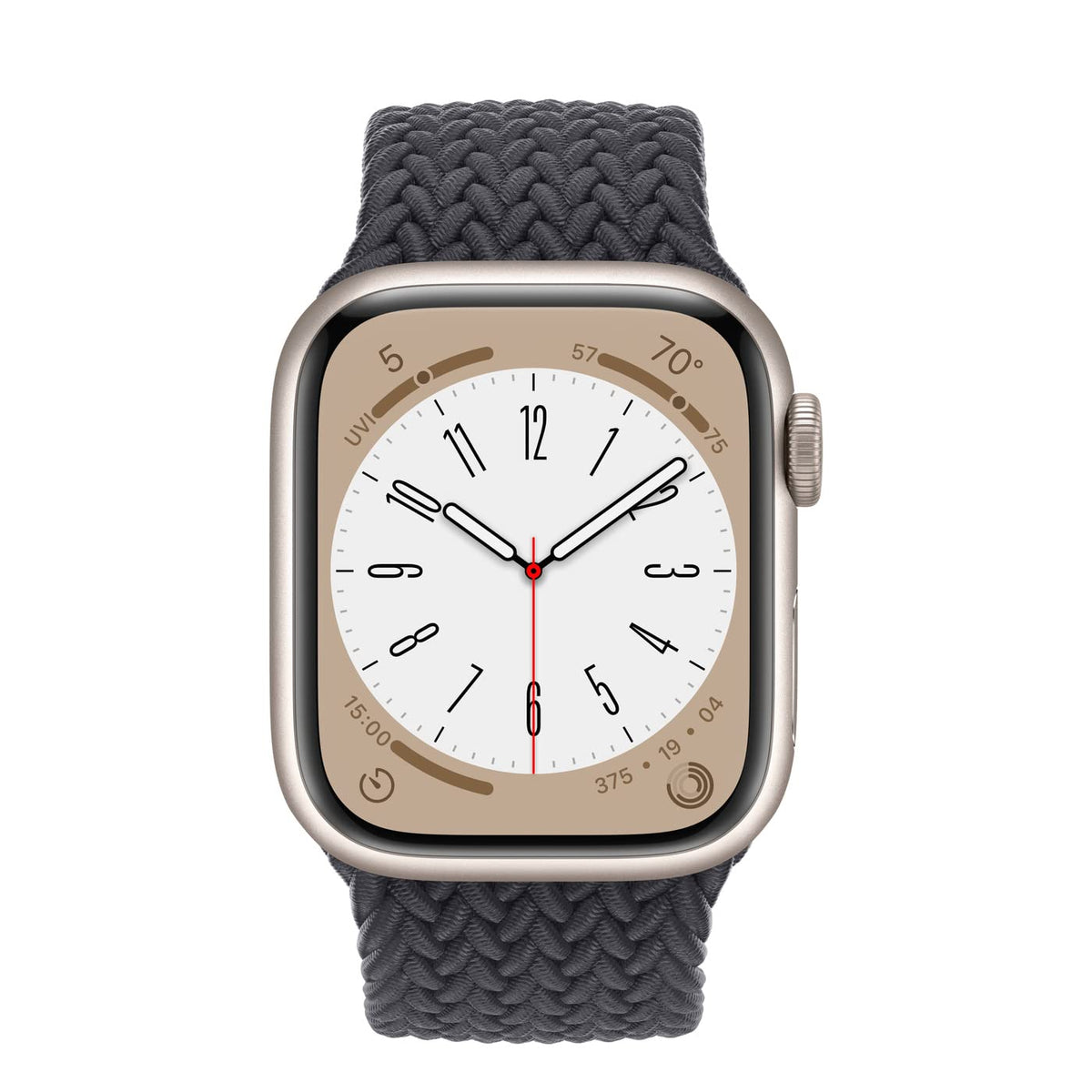 Apple Watch Series 8 (GPS, 41MM) - Starlight Aluminum Case with Midnight Braided Solo Loop (Renewed)