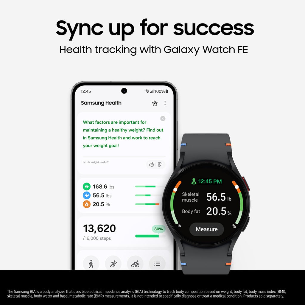 SAMSUNG Galaxy Watch FE 40mm LTE AI Smartwatch w/Fitness Tracking, BIA Sensor, Personalized HR Zones, Heart Rate Tracker, Sleep Monitor, 2024, Black [US Version, 1Yr Manufacturer Warranty]
