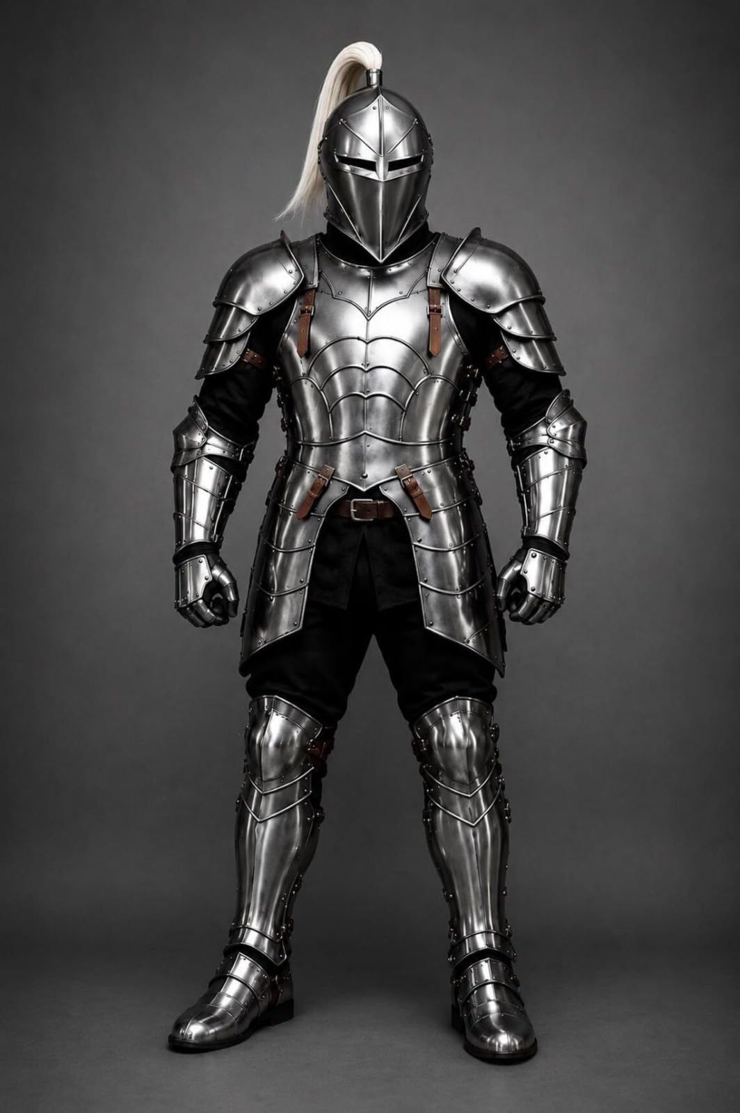 Full Steel Knight Armor Set Medieval Combat Crusader Suit for Men Wearable Halloween Costume for LARP, Cosplay and Reenactment