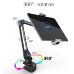 Tablet Stand Holder Adjustable Flexible Long Arm Holder 360 Degree Rotation for 4-11" Cell Phone Tablet E-Readers and More Devices Black (White) (White)