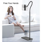 Tablet Floor Stand, 136cm Height Adjustable Holder 4.5-11 Inch Phone,Tablet,eBook Reader(Black)