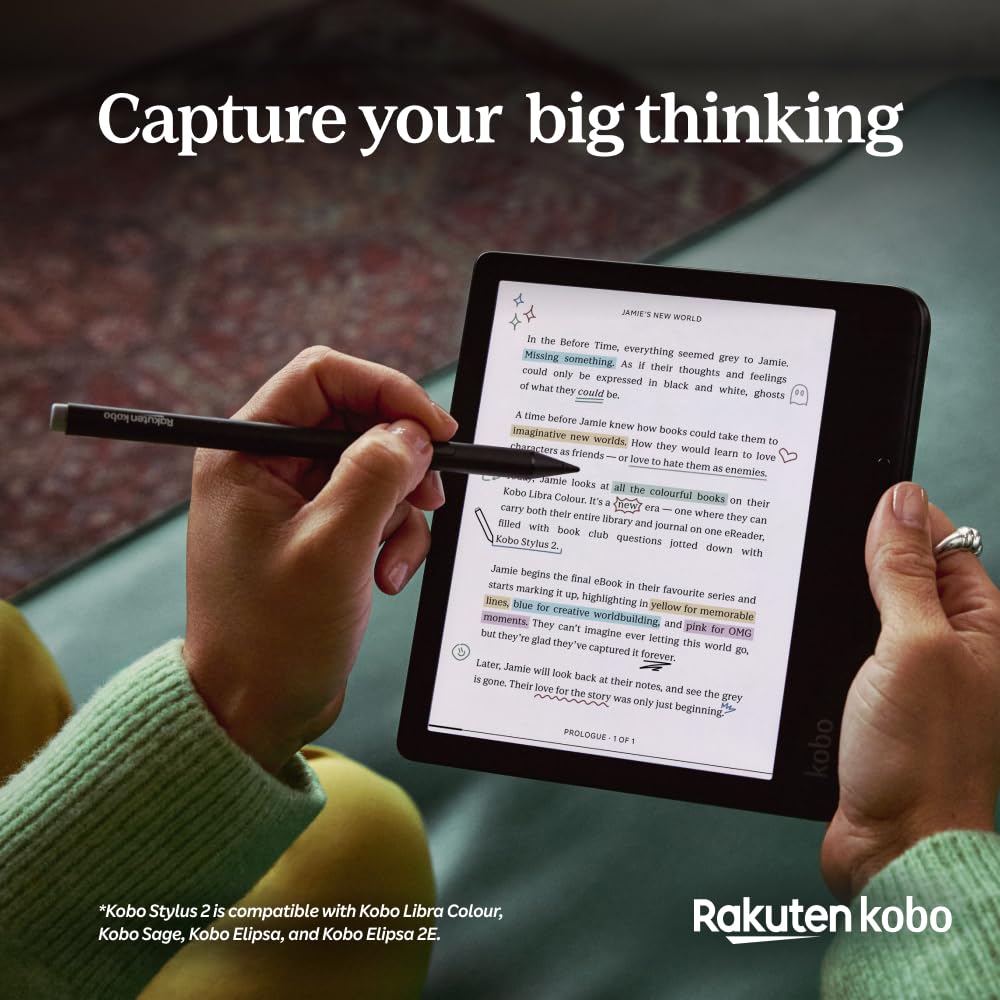 Kobo Libra Colour eReader (White with Stylus), 7” Glare-Free Colour E Ink Kaleido™ 3 Display, Dark Mode Option, Audiobooks, Waterproof