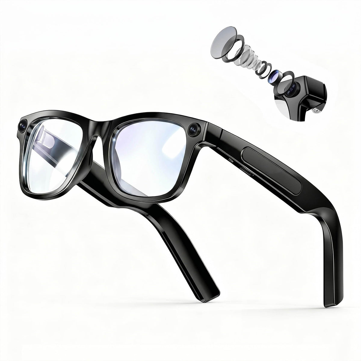 4K Smart Glasses with Camera, AI Glasses with EIS Stabilization, Photochromic Blue Light Blocking Lenses, Real-Time Translation, 410mAh Battery, 10+ Days Standby, HiFi Audio