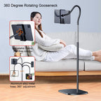 GENYS Height and Angle Adjustable Floor Stand Aluminum Alloy Universal Stand with Flexible Arms,Bed Tablet Mount Holder Stand,for Phone Tablet iPad E-Readers (Color : White, Size : 1.2m Height)
