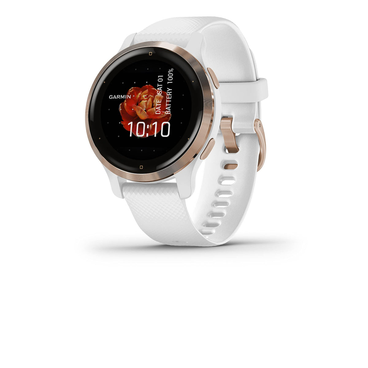 Garmin Venu 2S, Smaller-Sized GPS Smartwatch with Advanced Health Monitoring and Fitness Features, Rose Gold Bezel with White Case and Silicone Band, (010-02429-03) (Renewed)