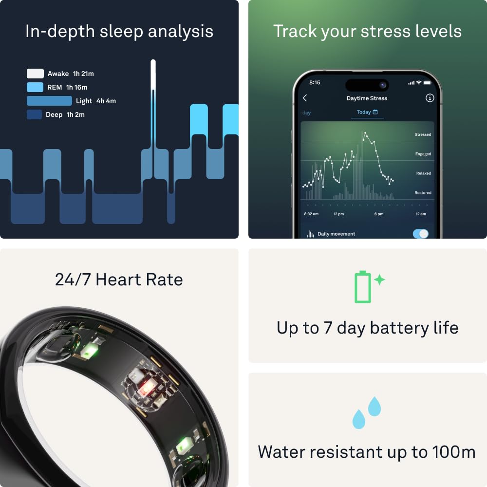 Oura Ring Gen3 Heritage - Black - Size 8