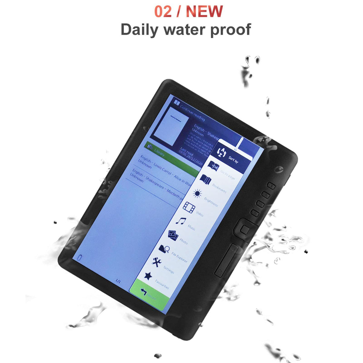 Yoidesu E Reader, 7in Portable Color TFT LCD 16:9 Screen HD Black E Reader Books with Navigation and Protective Case(16GB)