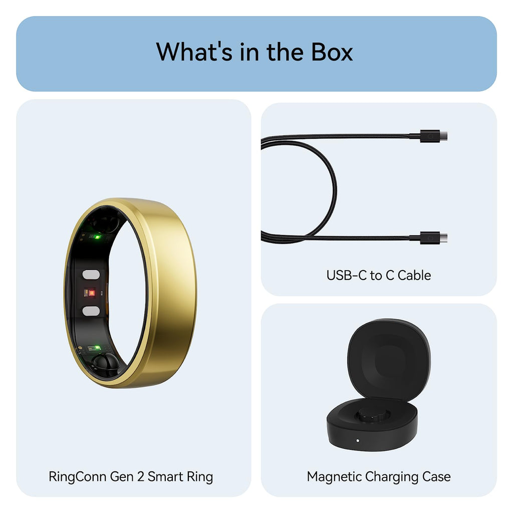 RingConn Gen 2 Smart Ring - Sleep Apnea Monitoring(Gold, Size 8)