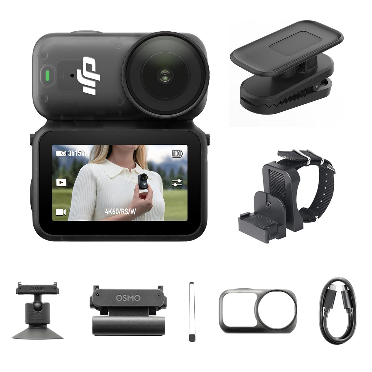 DJI Osmo Nano Standard Combo (128GB), 4K Wearable Camera, 1/1.3″ Sensor