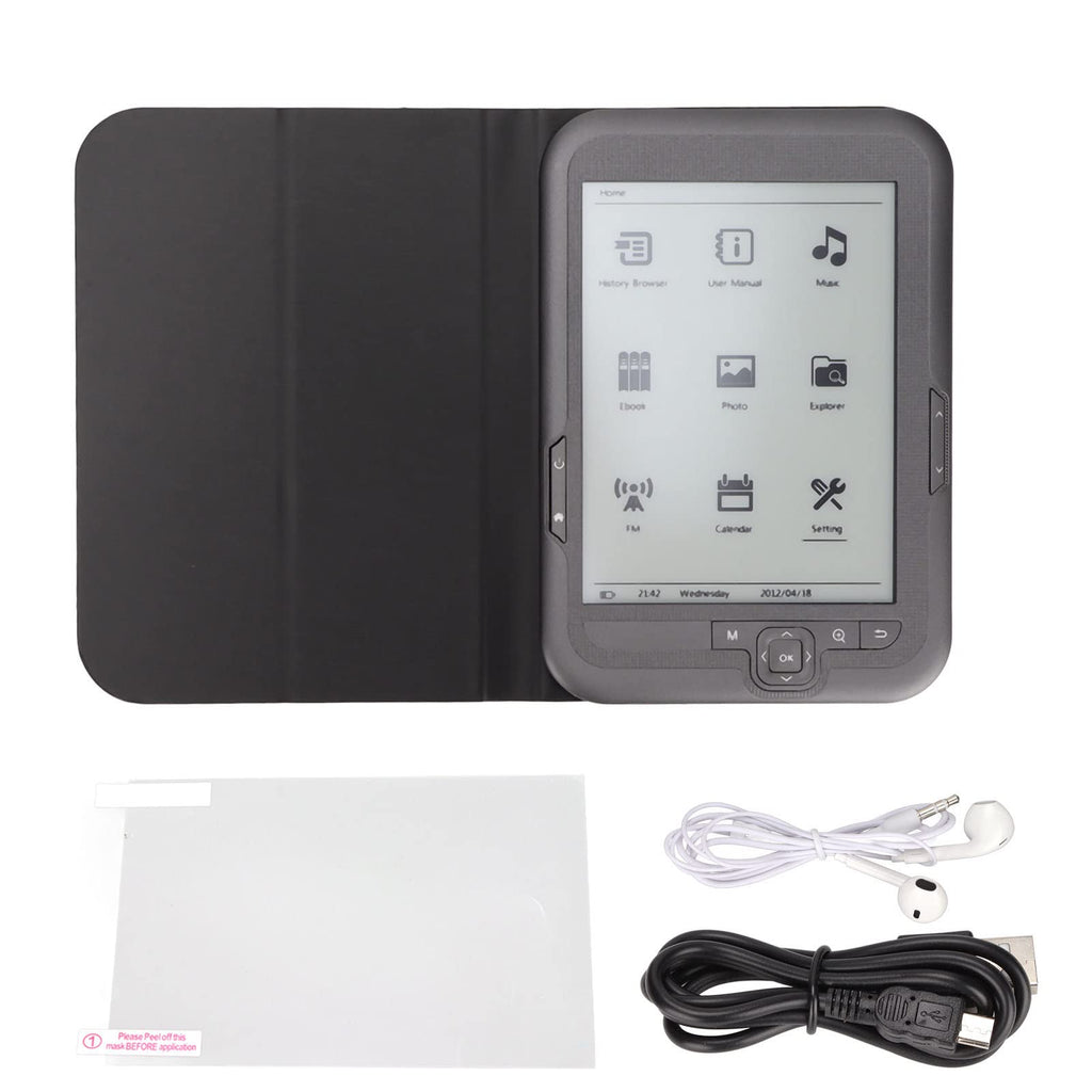 Yoidesu E Reader, 6in 800x600 HD E Reader, Ink Ebook Readers with Protective Case, Support FM, Music Playback, Electronic Device(#3)