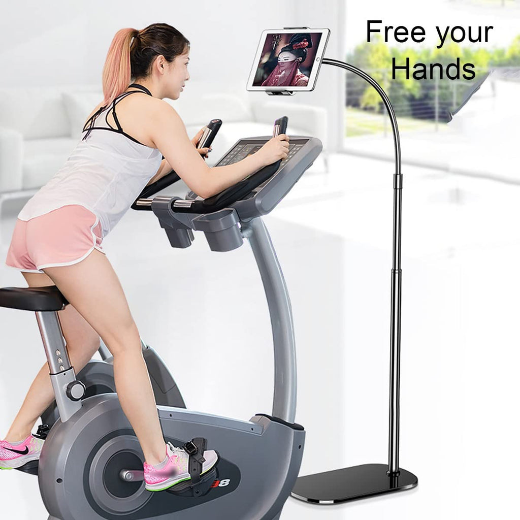 GENYS Height and Angle Adjustable Floor Stand Aluminum Alloy Universal Stand with Flexible Arms,Bed Tablet Mount Holder Stand,for Phone Tablet iPad E-Readers (Color : White, Size : 1.2m Height)