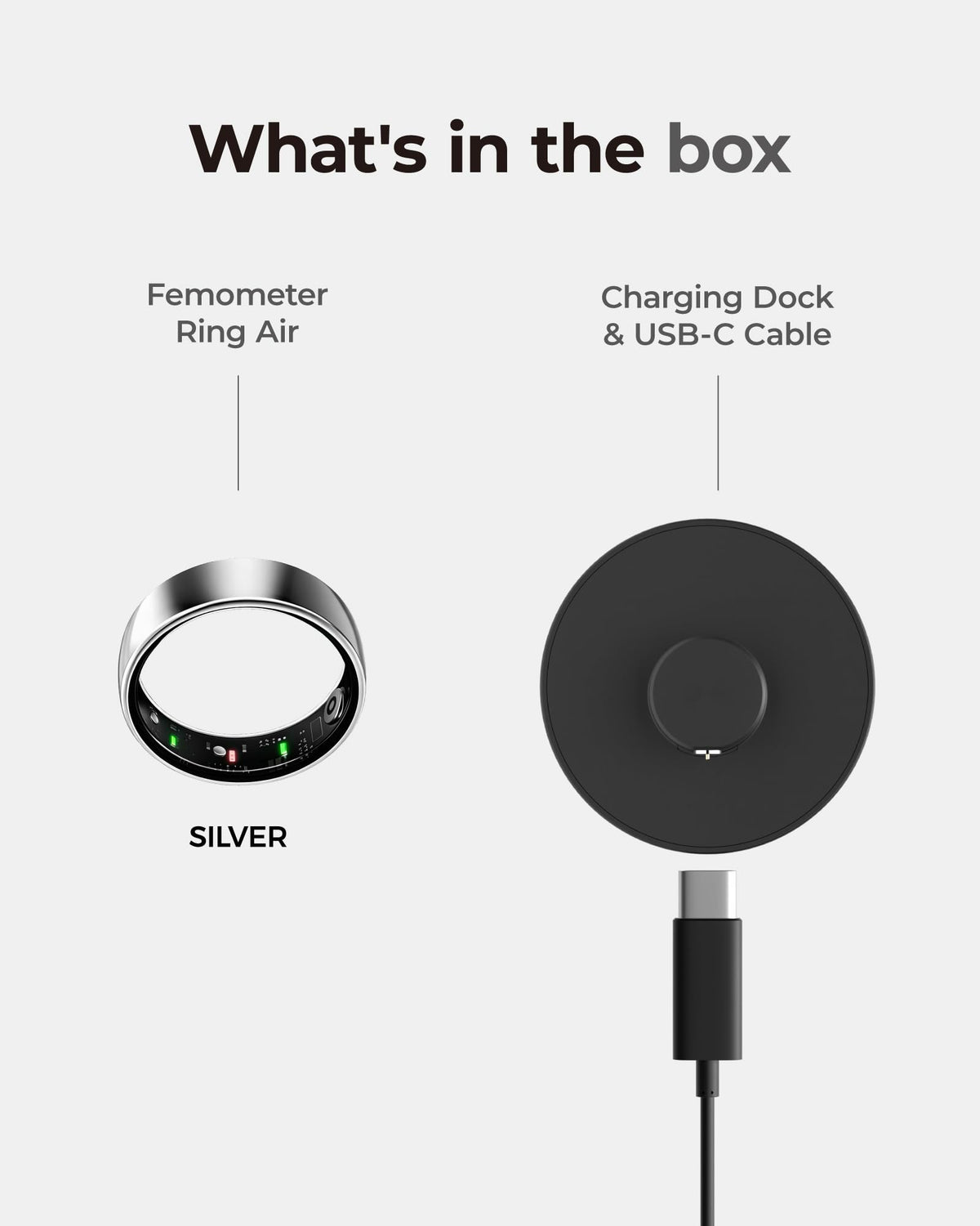 femometer Ring Air, Ultra-Thin Smart Ring, Sliver, Size6