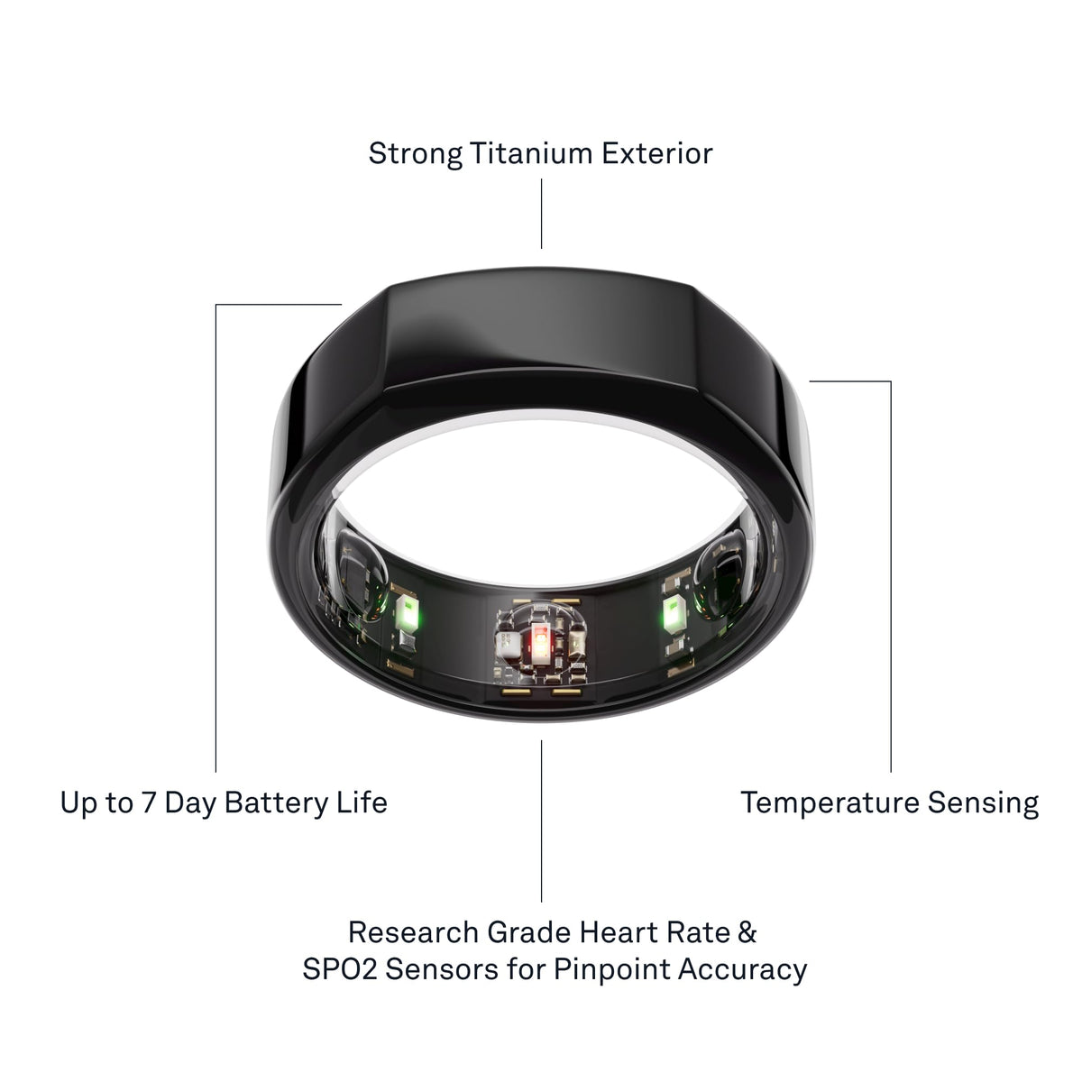 Oura Ring Gen3 Heritage - Black - Size 8