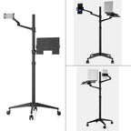Adjustable Stand Floor with 2 Clamps for Phones, Tablets, E-Readers, Laptops, Tablet Holder Stand with Casters(Silver)