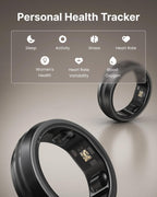 RENPHO Lynx Smart Ring, Subscription-Free App, Black, Size 8