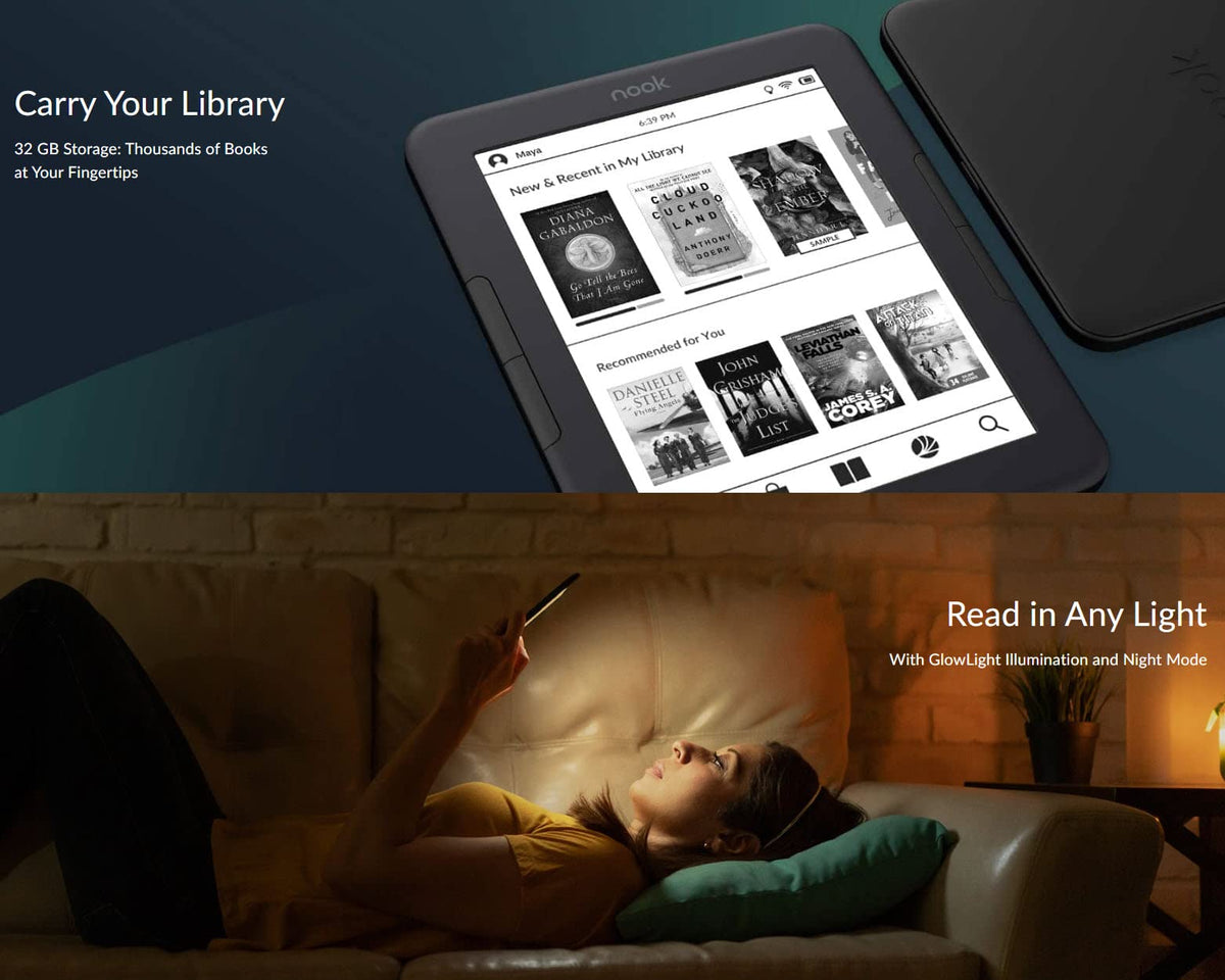 Barnes & Noble Nook Glowlight 4 eReader | 6" Touchscreen | 32GB | Black | BNRV1100