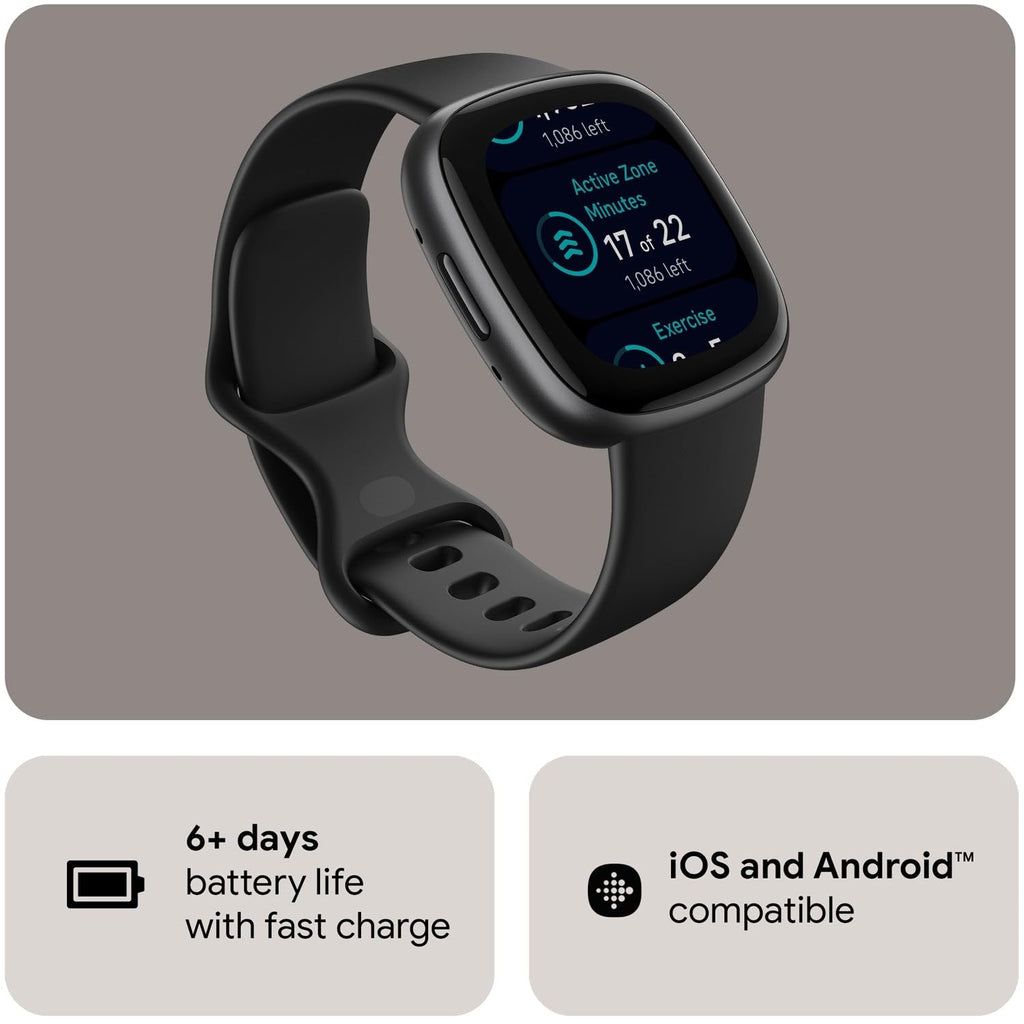 Fitbit Versa 4 Health & Fitness Smartwatch with GPS, 24/7 Heart Rate, Sleep Tracking, Workout Modes, Built-in Alexa, Water Resistant, 6+ Day Battery Life - Black