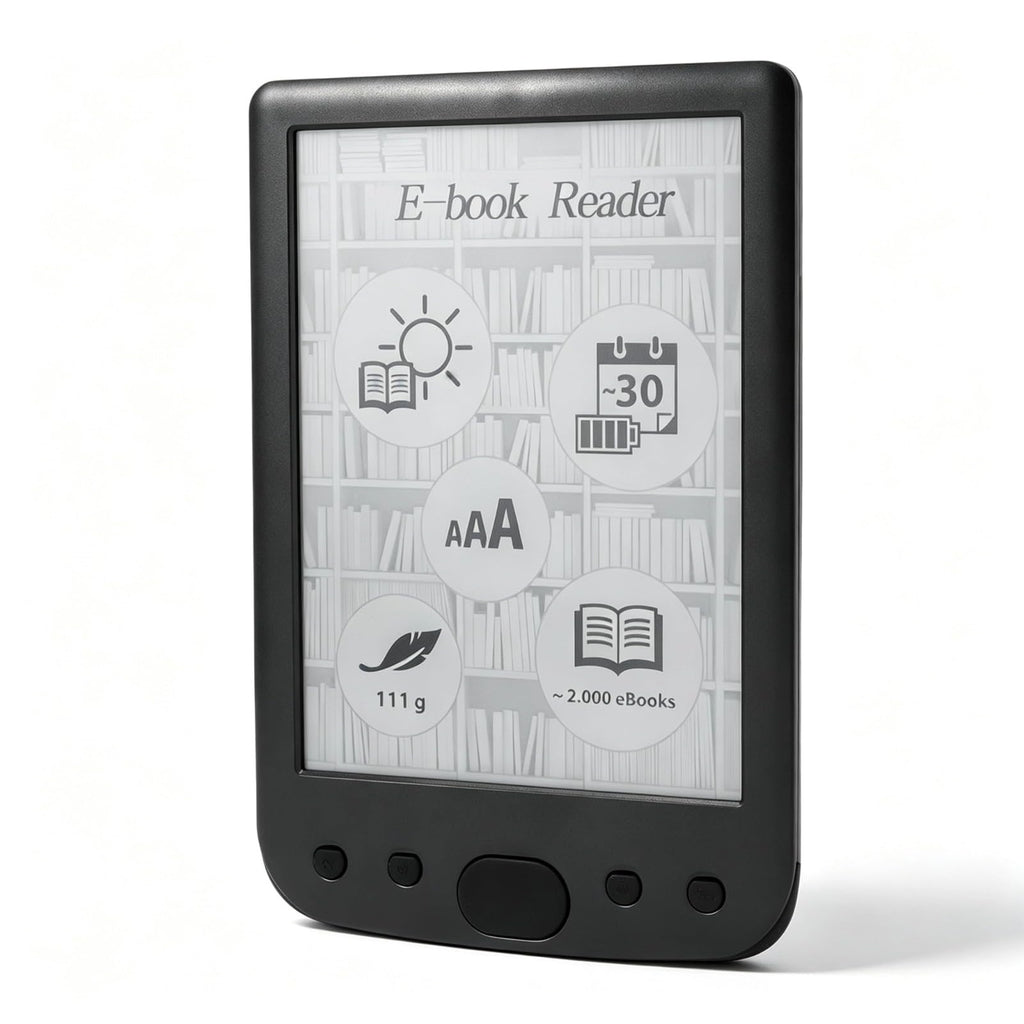 EBTOOLS 6 Inch E Reader, Large Touch Screen with 800x600 High Resolution, Adjustable Font Sizes, Text Highlighting, Paper Like Display, Supports PDF EPUB MOBI, Long Battery Life (8G)