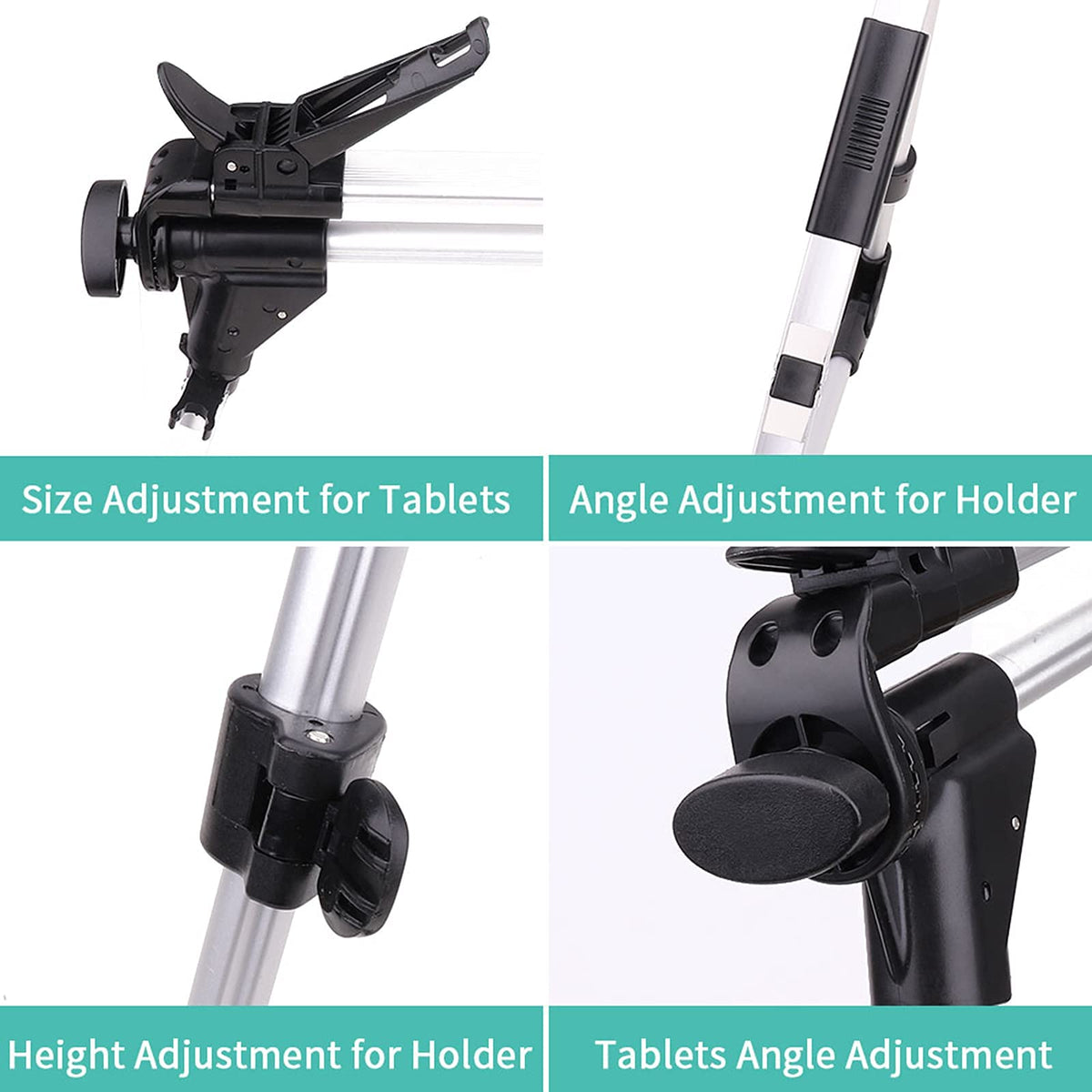 Tablet Stand Adjustable Phone/Tablet Holder with Steel Arm Lazy Mount Holder Stand for All 4"-10.5" Phones Tablet E-Readers Switch and More Devices