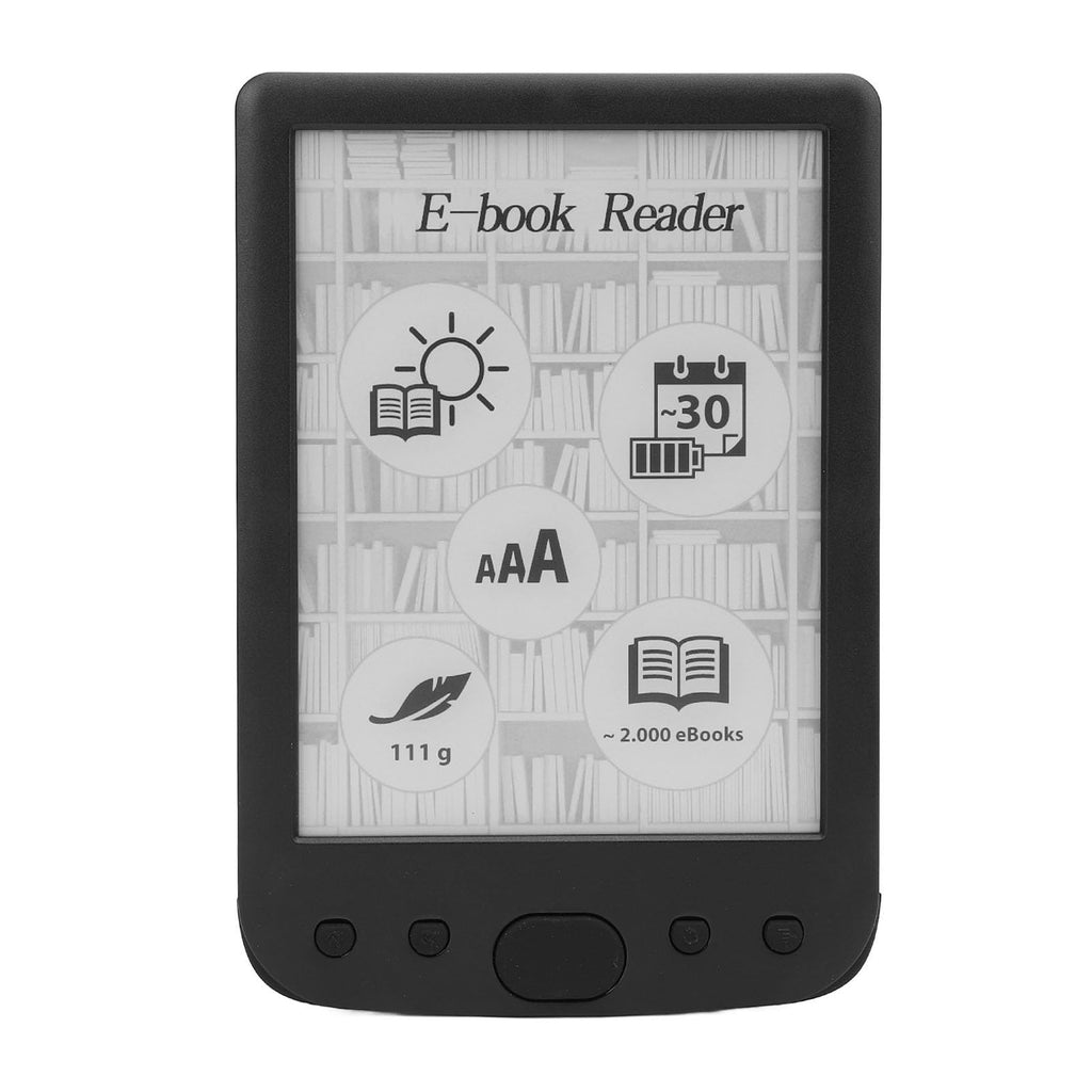 6 Inch Electric Book Reader with E Ink Screen, Portable Digital Ebook Reader, Lightweight Touch Screen Reader for PDF EPUB MOBI TXT, 8GB Memory 2500mAh Battery