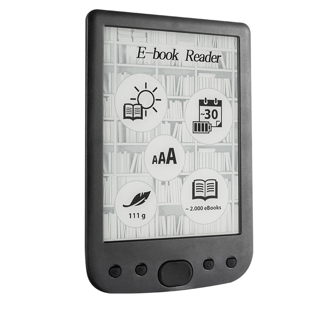 EBTOOLS 6 Inch E Reader, Large Touch Screen with 800x600 High Resolution, Adjustable Font Sizes, Text Highlighting, Paper Like Display, Supports PDF EPUB MOBI, Long Battery Life (8G)