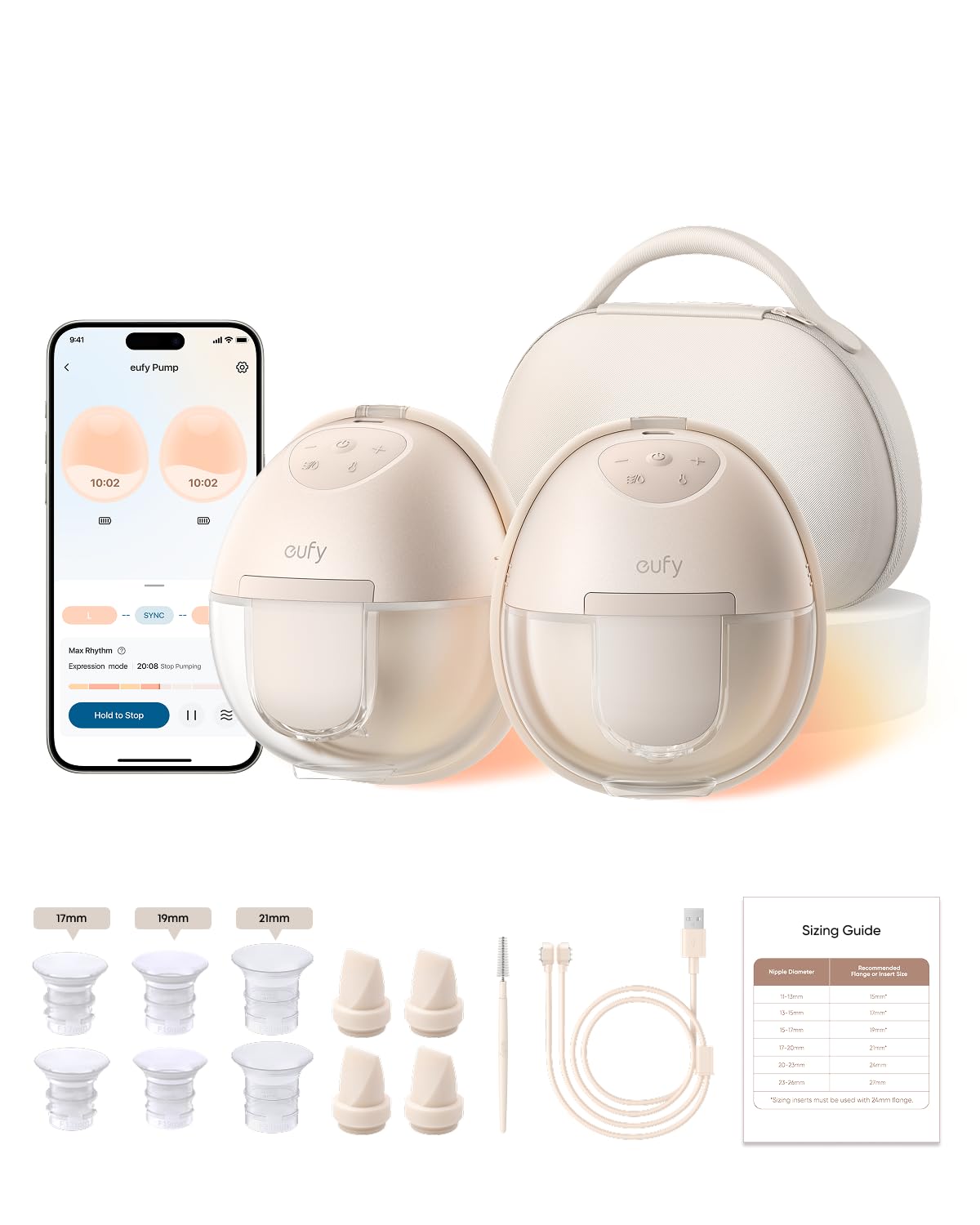 eufy Heated Wearable Breast Pump S1 Pro, Charging Case, Hands-Free
