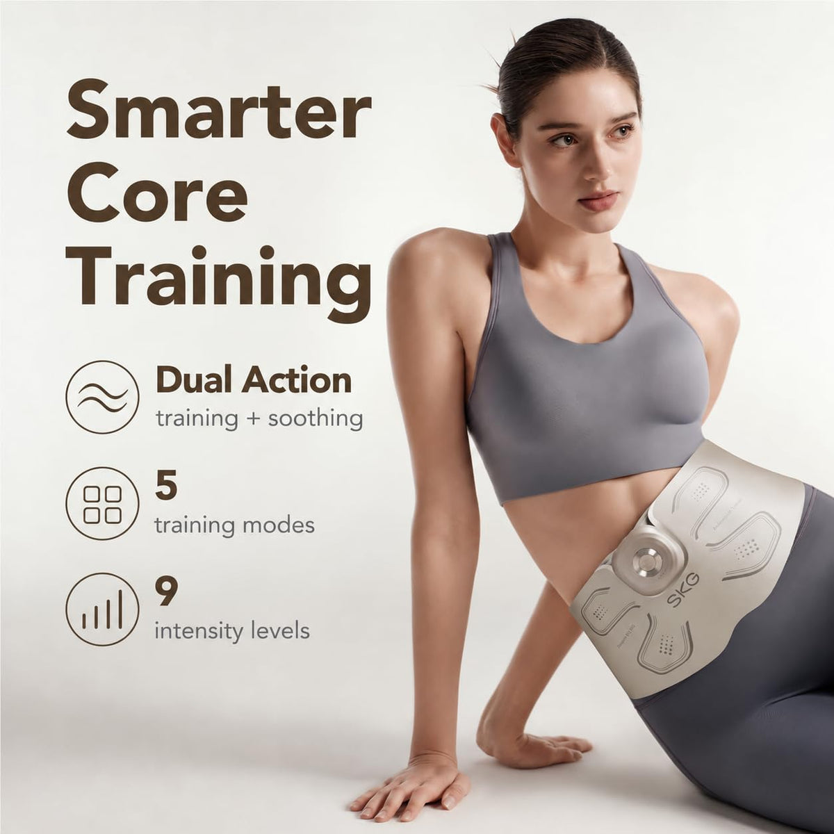 SKG QS500 FlexNova Dual-Action Abdominal Trainer Belt with Heat, Red Light