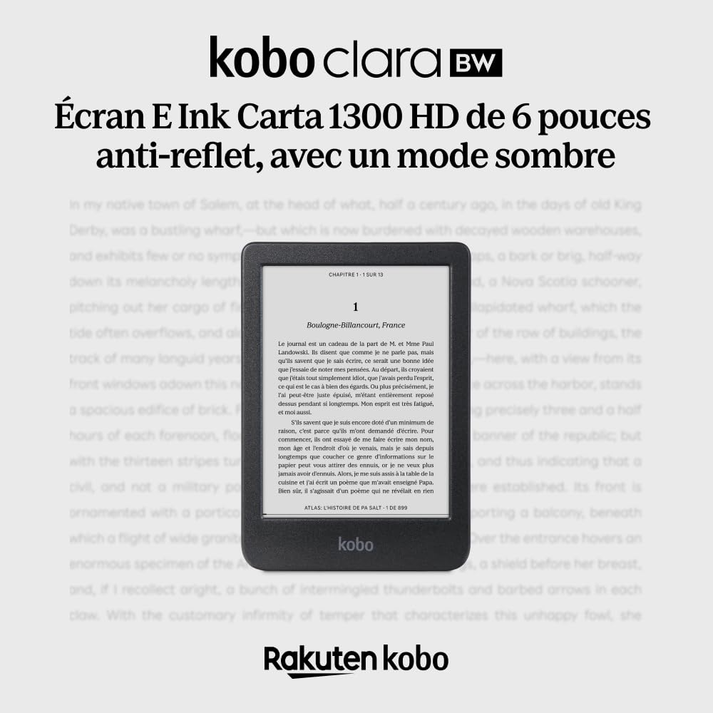 Kobo Clara BW eReader, 6” Touchscreen, Waterproof, 16GB, Black