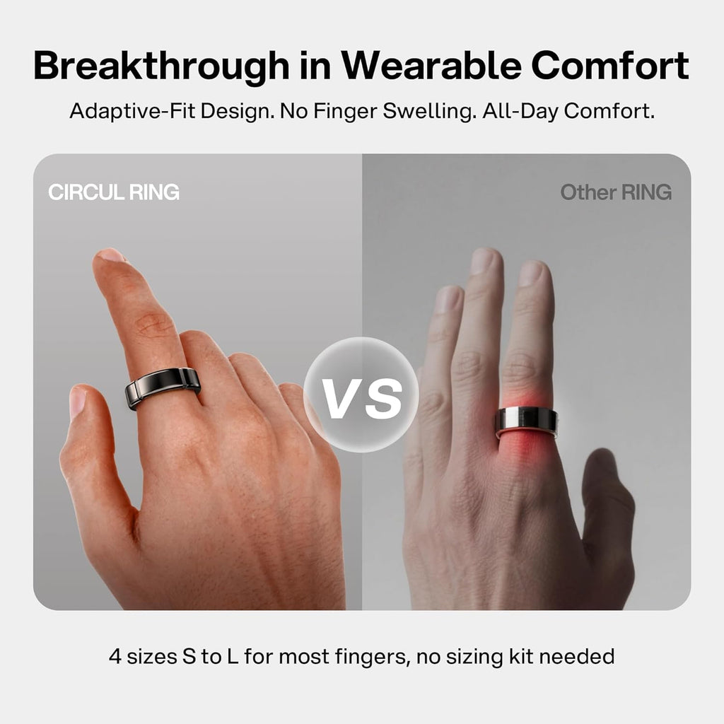 Smart Ring-Automatically Adjustable Wearable Ring for Men & Women, No App Subscription, Fitness Ring for Sleep Tracking - Fitness Tracker