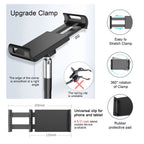 Tablet Floor Stand, 136cm Height Adjustable Holder 4.5-11 Inch Phone,Tablet,eBook Reader(Black)