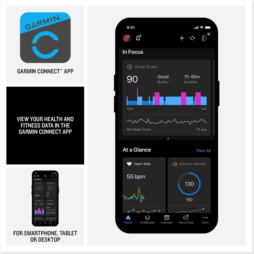 Garmin CIRQA™ Smart Band, No Subscription, S-M Captain Blue