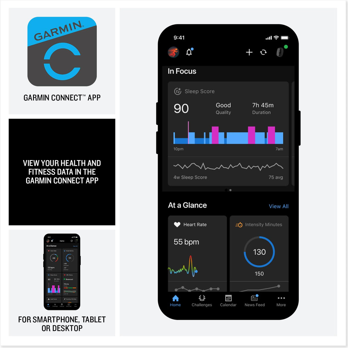 Garmin CIRQA™ Smart Band, No Subscription, S-M Captain Blue