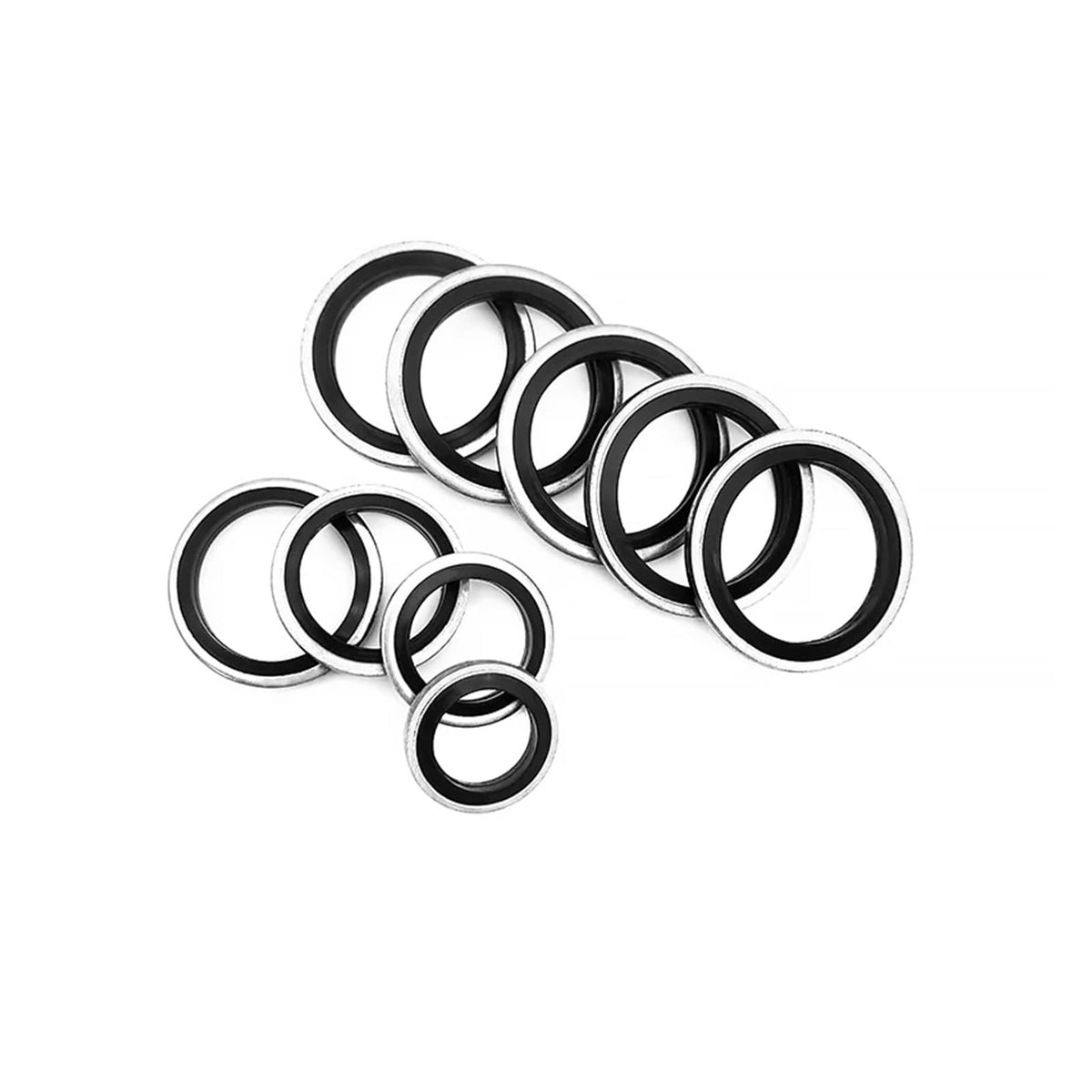 Washer Seal M5 M6 M8 M10 M12 M14 M16 M18 M20~M60 Bonded Washer Metal Rubber Oil Drain Plug Gasket Sealing Assortment Set(316 NBR Black,ID42_10PCS)