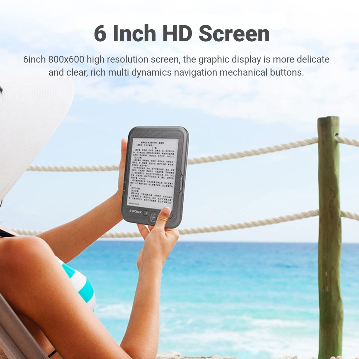 Yoidesu E Reader, 6in 800x600 HD E Reader, Ink Ebook Readers with Protective Case, Support FM, Music Playback, Electronic Device(#3)