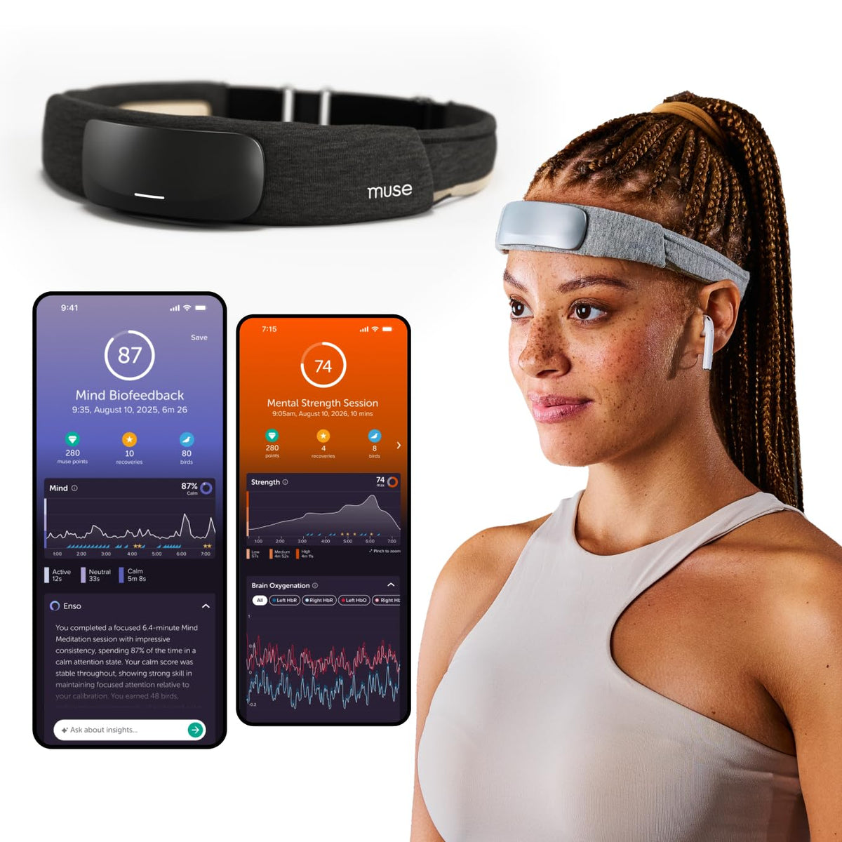 Muse S Athena 3rd Gen Brain Sensing Sleep Tracking Headband - Dark Grey