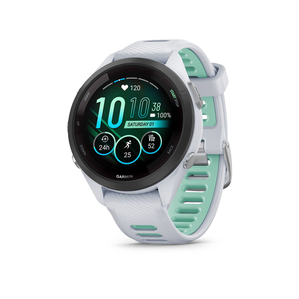 Garmin Forerunner® 265, Running Smartwatch, 46mm, Black/Powder Gray