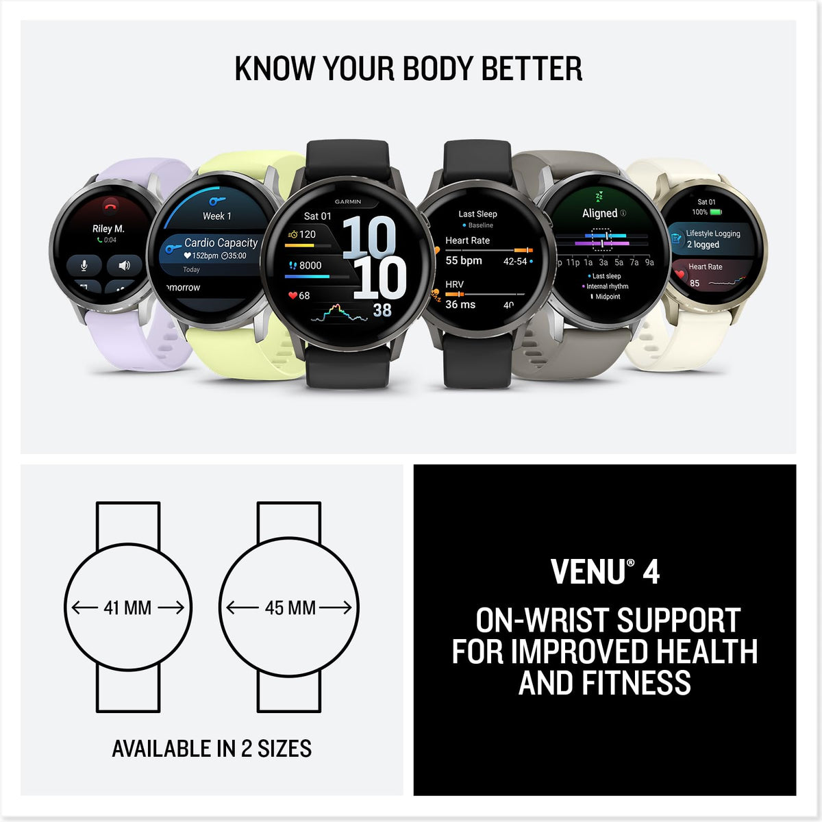 Garmin Venu® 4, Advanced Fitness Smartwatch, 45mm, Black Silicone