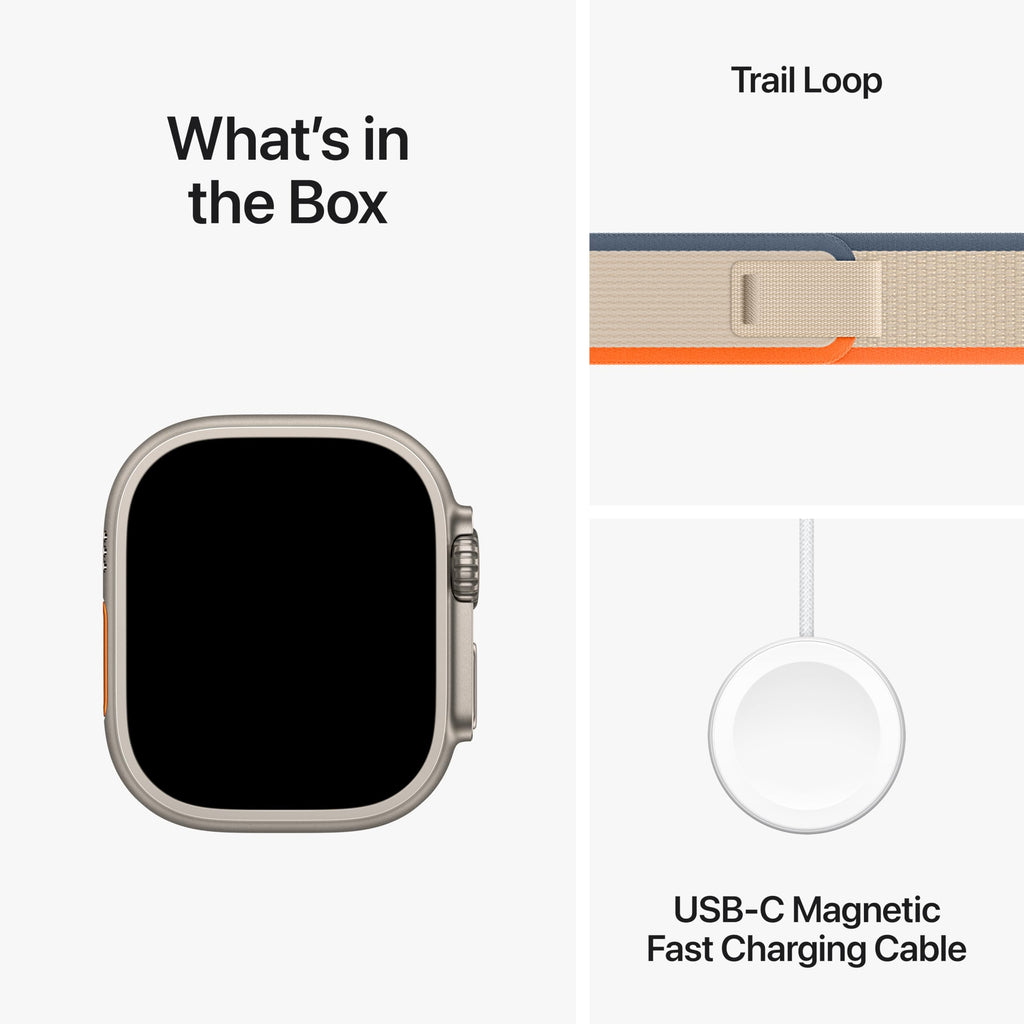 Apple Watch Ultra 2 [GPS + Cellular 49mm] Smartwatch with Rugged Titanium Case & Orange/Beige Trail Loop M/L. Fitness Tracker, Precision GPS, Action Button, Extra-Long Battery Life