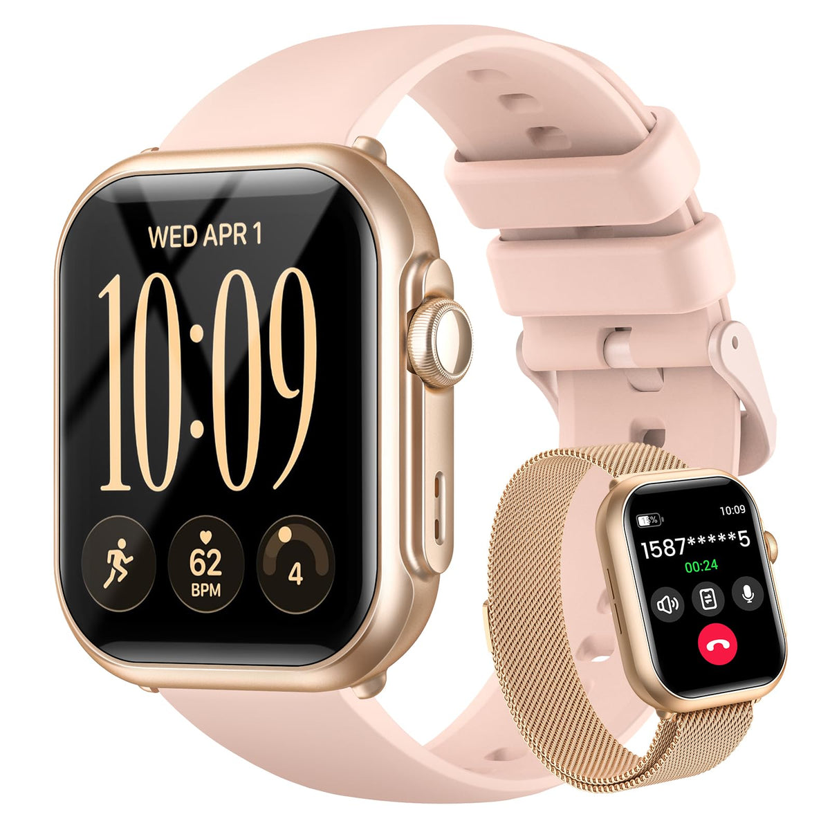 Smart Watch for Women,Answer/Make Call,1.85" HD Fitness Trackers, 2 Bands