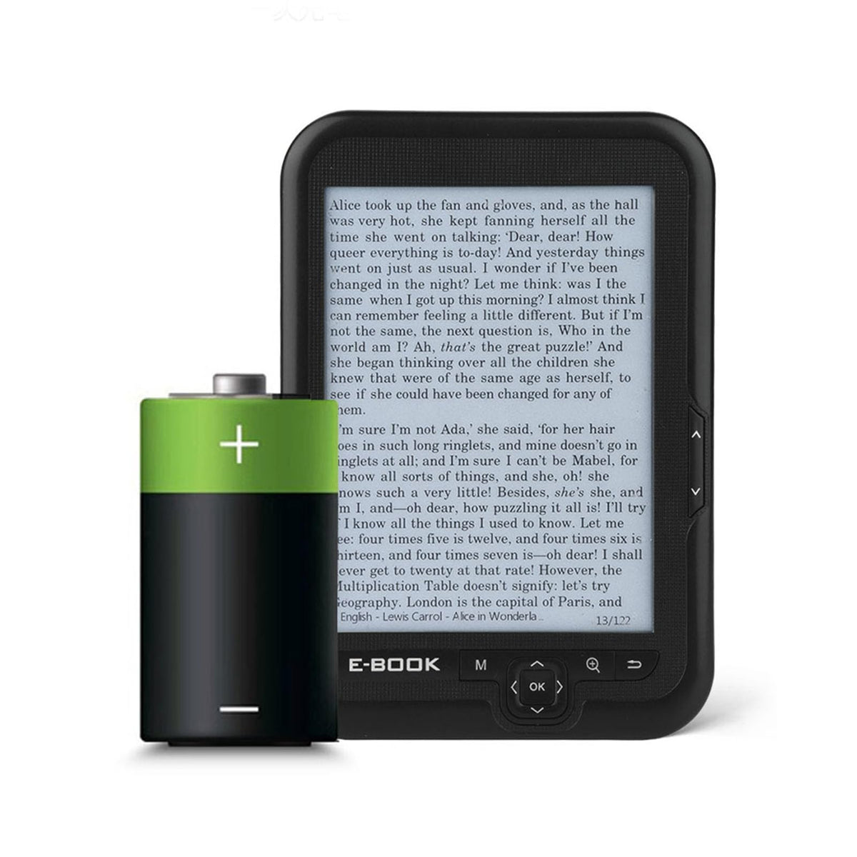 E-Reader, 6 inch E‑Book Reader with E‑Ink Screen, 1024 x 768 Resolution Display 300DPI Electronic Paper Book with Blue Cover, E-Paper Supports TF Card for Adult, Kids(Black 2)