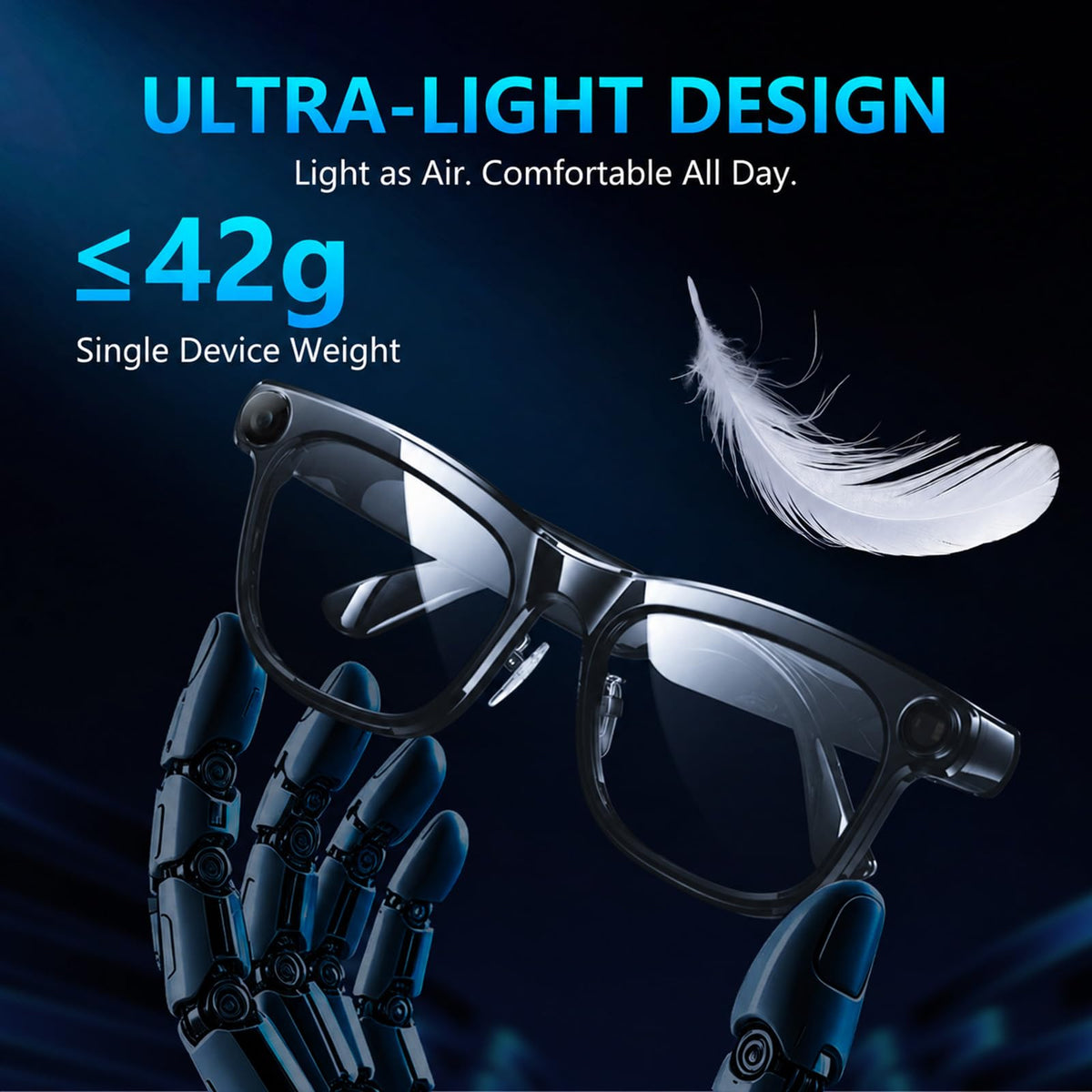 KAIGERR AI Smart Glasses,13MP Camera, 20H Battery, ChatGPT Translations