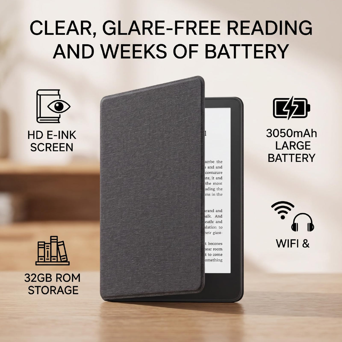 fosa Ebook Reader 6 Inch Ink Screen 32GB Bluetooth