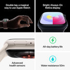 Apple Watch Series 9 [GPS , 45mm] - Starlight Aluminum Case with Starlight Sport Band, M/L (Renewed)