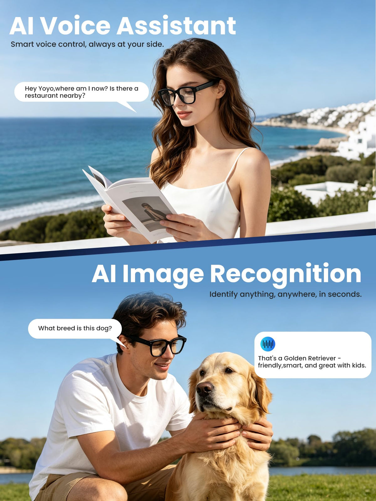 Smart Glasses with Camera, AI Translation Camera Glasses